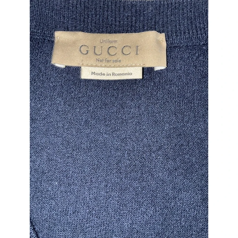 Gucci Sweater Vest Men's 3XL Navy Wool Knit V-Neck Uniform Pullover Slim Fit NEW